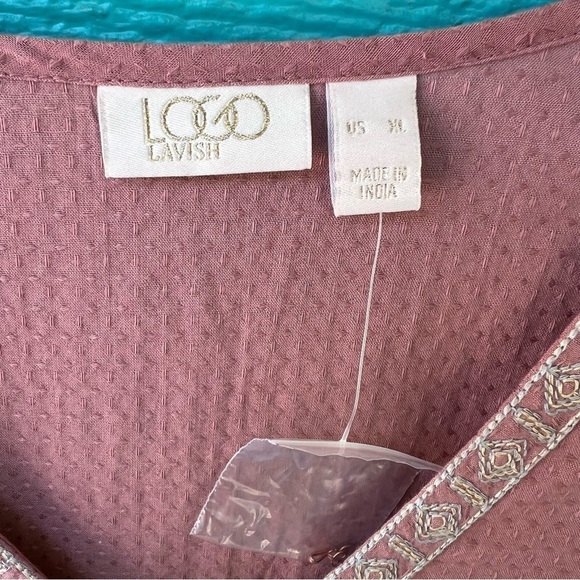 LOGO Lori Goldstein Boho Embroidered Jacket Mauve Size XL Hook Eye Closure NWT - Picture 3 of 9
